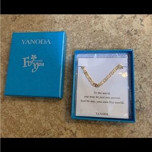 New! “YANODA” Yellow Gold Color Ankle Bracelet. Approx. 12”L